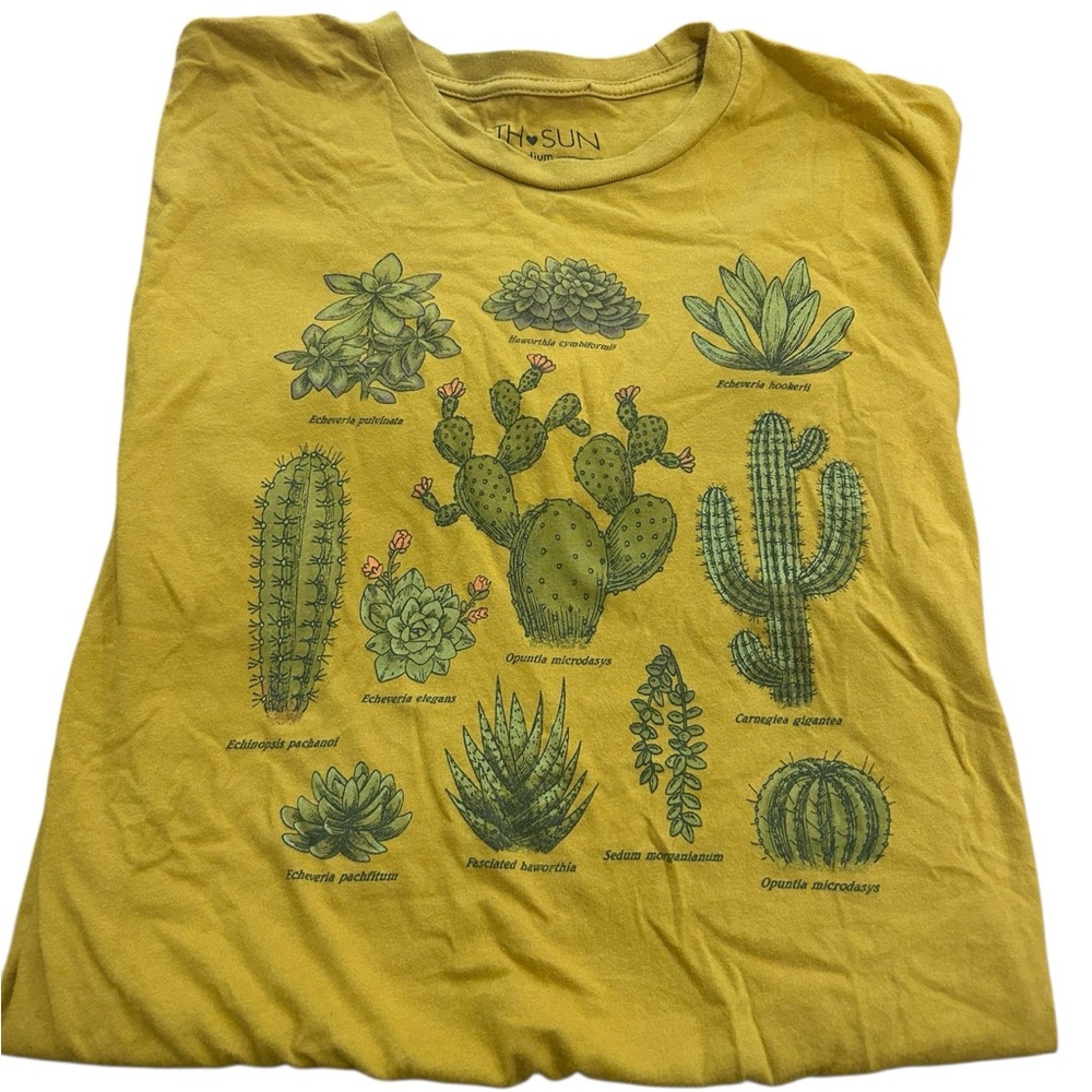 Fifth Sun Mustard Yellow Cactus Graphic Short Sleeve Tee